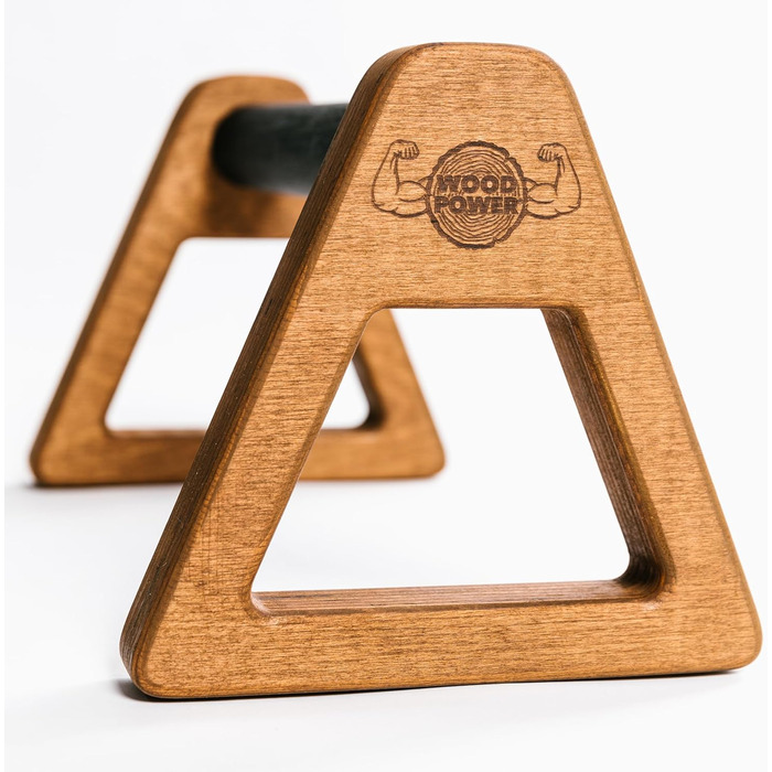 Дерев&39яні паралелети WOODPOWER PowerBars для віджимань, дерев&39яні ручки для віджимань, стійка на руках, йога та калістеніка, нековзні, для використання в приміщенні та на вулиці, безпечні для суглобів, тренування з власною вагою XL, коричневі