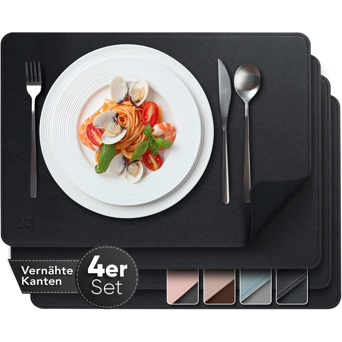 Набір з 4-х серветок Loco Bird з PU шкіри - серветки можна мити - серветка 43x30см - серветка чорна з обох сторін, серветка під шк