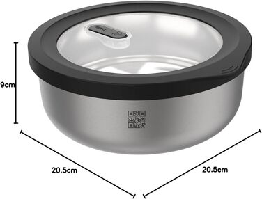 Круглий контейнер для зберігання продуктів GEFU PROVIDO об&39ємом 2000 мл, стійкий до холоду та тепла, інтелектуальне керування запасами через додаток