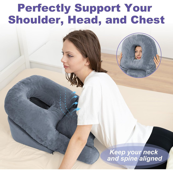 Подушка для обличчя HOMCA для сну, подушка обличчям вниз з отвором для сну на животі після операції на очах, масажний підголівник для домашнього використання, обладнання для відновлення після вітректомії сітківки