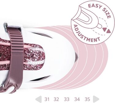 Роликові ковзани Cariboo для дітей, роликові ковзани для початківців, регульовані, 2 розміри, з навчальними колесами, блискучий дизайн, роликові ковзани для дівчаток, стиль балерини, розмір S (31-35), рожево-сливовий