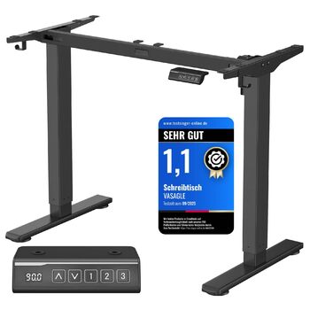 Електричний стіл VASAGLE з регульованою висотою, каркас столу, підставка для столу, без стільниці, з 2 гачками, функція пам&39яті з 3 висотами, сталь, чорний колір LSD021B01V2 1 чорний колір