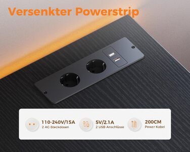 Ігровий стіл Coleshome L-подібної форми зі світлодіодним освітленням та розетками, кутовий стіл 120x80 см з полицею, двосторонній L-подібний стіл, чорний з підставкою для монітора, кутовий стіл для офісу/кабінету, чорний, 120x80x87 см