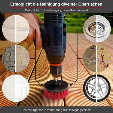 Щітка для акумуляторної дрилі м'які та жорсткі щітки Миттєво очищає автомобіль, оббивку, колісні диски, ванну кімнату - щітка для