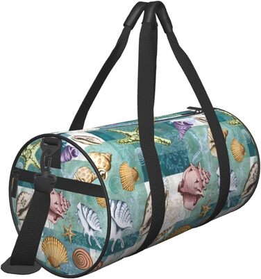 Дорожня сумка-циліндр з морським дизайном (мушлі, морські їжаки, гребінці), спортивна сумка для чоловіків та жінок, пляжна сумка, спортивний баул