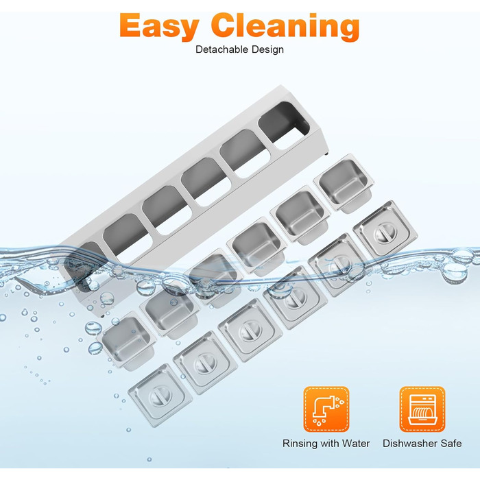 Контейнерів для інгредієнтів з сітки, контейнери для інгредієнтів з нержавіючої сталі, контейнери для гарнірів, барні контейнери, для ресторанів, магазинів хот-потів, магазинів молочного чаю, фруктових магазинів, 2 л x 6, 104 x 22,5 x 22 см, 6