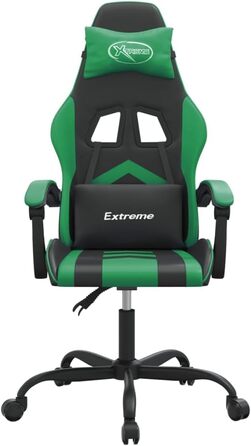 Ігрове крісло, чорне/зелене, регульоване по висоті, 57,5 x 59,5 x 121-131 см, офісне крісло зі штучної шкіри, функція відкидання, поворот на 360, металевий каркас, 57,5 x 59,5 x (121-131) см (Ш x Г x В), зелене