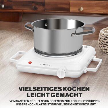 Клатронічна плита для кемпінгу, кухні чи офісу Варильна плита 1 Ø приблизно 180 мм Плита з плавним термостатом і світловим індикатором термостійкий лак 1500 Вт ЕКП 3582