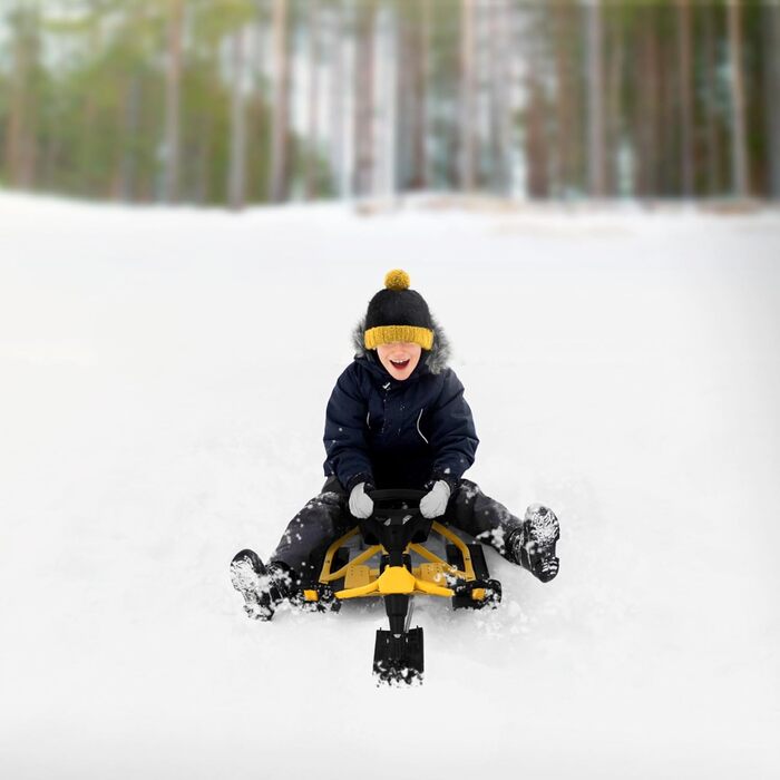 Німеччина Санки з кермом, дитячі санки від 5 років, скібоб для дітей та дорослих до 90 кг, санки з кермом, ножні гальма, тяговий т