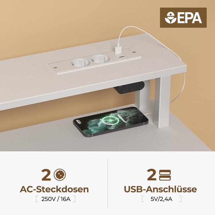 Письмовий стіл Rolanstar з шухлядами, комп&39ютерний стіл з розетками та світлодіодним освітленням, ігровий стіл з підставкою для монітора, полицею та 2 гачками, ігровий стіл для офісу, вітальня (білий, 137x47x90,5 см) білий 137 см