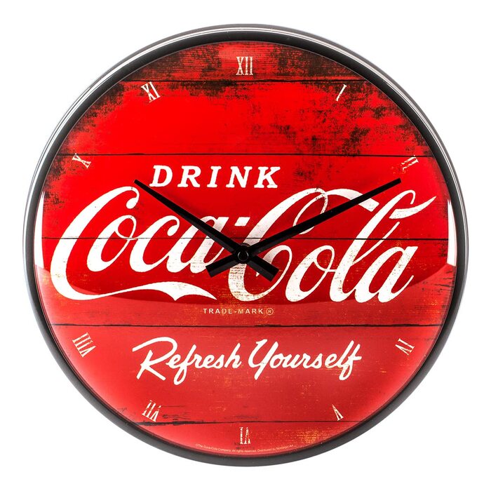 Ретро-настінний годинник Nostalgic-Art, Ø 31 см, Coca-Cola Logo Red Refresh Yourself