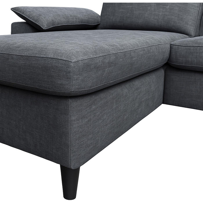 Комплект диванів Mendler HWC-O71, кутовий диван, L-подібний, зона відпочинку ліва/права, тканина/текстиль, дерево, 84x229x140 см - темно-сірий