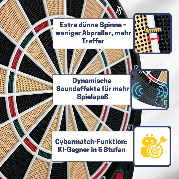 Найкращий спортивний електронний дартс Coventry - 27 ігор зі 159 варіаціями, до 16 гравців, 12 дротиків та запасні наконечники, світлодіодний дисплей, звуковий ефект, білий павук із тайфуном - м&39які дартс, 3 шт.