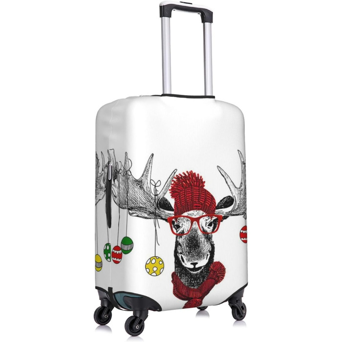 Чохол для валізи Веселий Олень, захисний, еластичний, для валіз розміром 45.7-81.3 см, Чорний, Великий