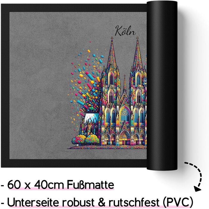 Кельнське конфетті Кельнський собор Килимок для дверей Карнавал Марді Гра Бенкет Джек Серце Кельш