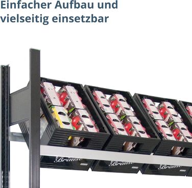 Стелаж для напоїв SCHULTE Regalwelt до 12 ящиків, 180x136x30 см (ВxШxГ), вантажопідйомність на полицю 60 кг, чорно-сріблястий