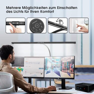 Настільна лампа світлодіодна з керуванням жестами та пультом дистанційного керування, 24 Вт 80 см затискна лампа для монітора з ре