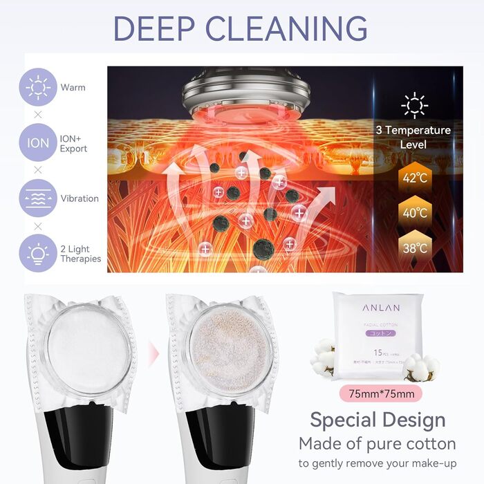 Масажер для обличчя, ANLAN 5 в 1 масажер для обличчя проти зморшок Червоний і синій світловий терапевтичний масажер для обличчя Тепло прохолодна вібрація EMS пристрій для обличчя Підтяжка обличчя проти зморшок антивіковий пристрій класичний