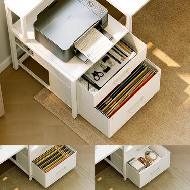 Письмовий стіл ODK з шухлядами, 189,3100 см, двосторонній кутовий стіл, великий, з 2 розетками та портом зарядки USB, L-подібний стіл з місцем для зберігання, ігровий стіл для домашнього офісу, білий 189,310088,7 см