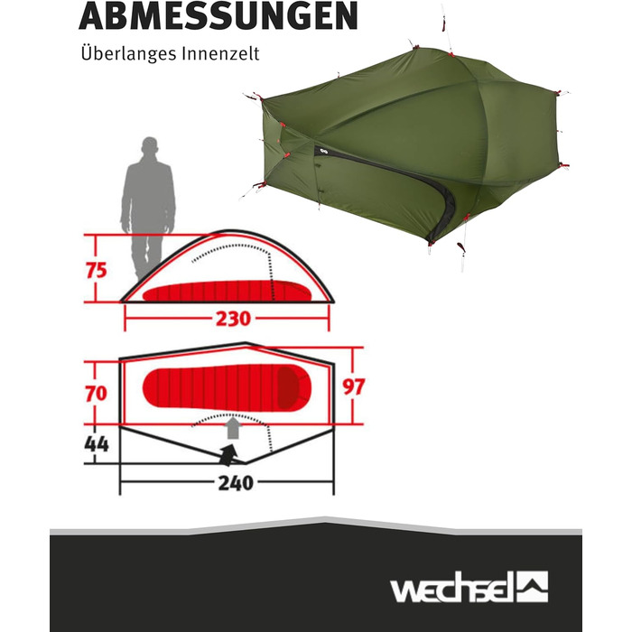 Трекінговий намет Wechsel Pathfinder I Геодезичний намет на 1 особу I Штормостійкий експедиційний намет I Компактний та портативний I Ідеальний намет для кемпінгу, пішого туризму, трекінгу та їзди на велосипеді