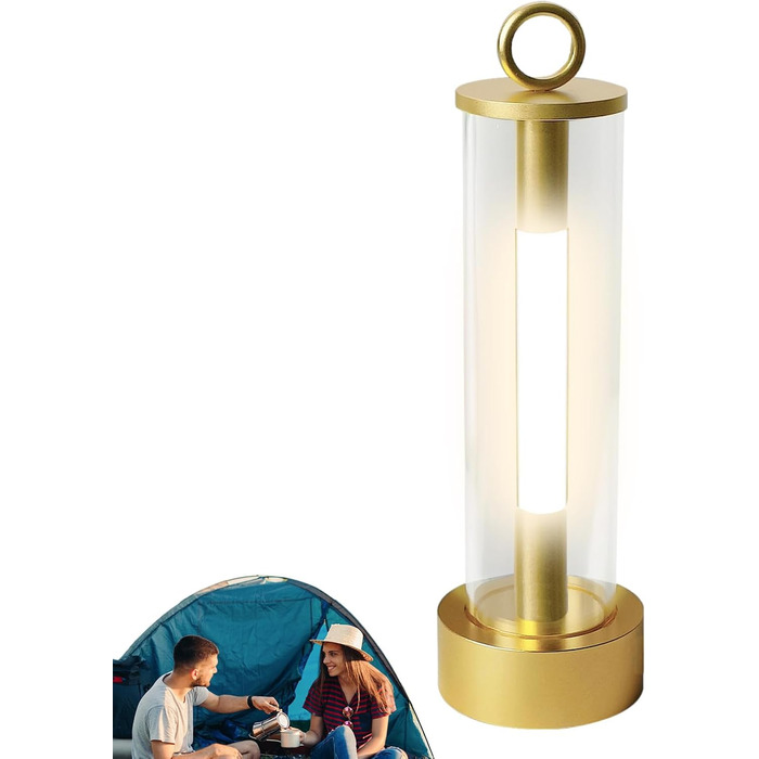 Ліхтар для кемпінгу, 3 режими, підвісний світлодіодний ліхтар, 2000 мАг, акумуляторний, заряджається від USB, портативний ліхтар для кемпінгу до 18 годин, для дому, спальні, активного відпочинку на природі, походів, скелелазіння, золотий