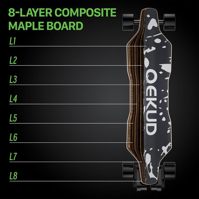 Електричний скейтборд з пультом дистанційного керування для дорослих та підлітків, двигун 2000 Вт/1100 Вт/900 Вт, регульована швидкість S4