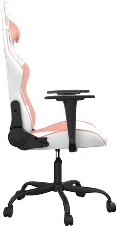 Геймерське крісло, біла та рожева штучна шкіра, матеріал метал