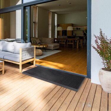 Килимок для дверей KARAT для використання в приміщенні та на вулиці - Килимок для дверей з міцними щітками - Вхідний килимок - Килимок для бруду, скребок для взуття, килимок для дверей (60 x 90 см, гума) Гума 60 x 90 см (прямокутний)