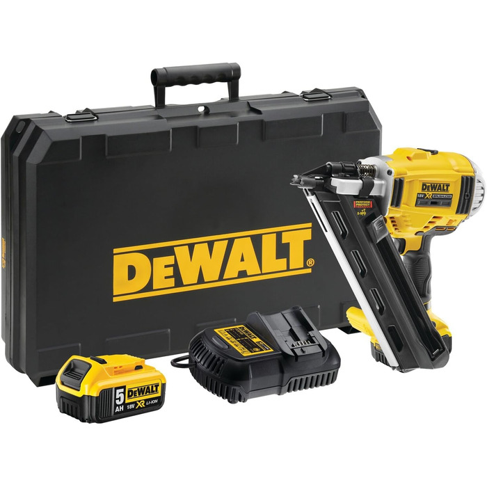Акумуляторний цвяходер DEWALT 18 В DCN695P2 (для цвяхів з D-подібною та круглою головкою довжиною 50 - 90 мм, з одним вивільненням