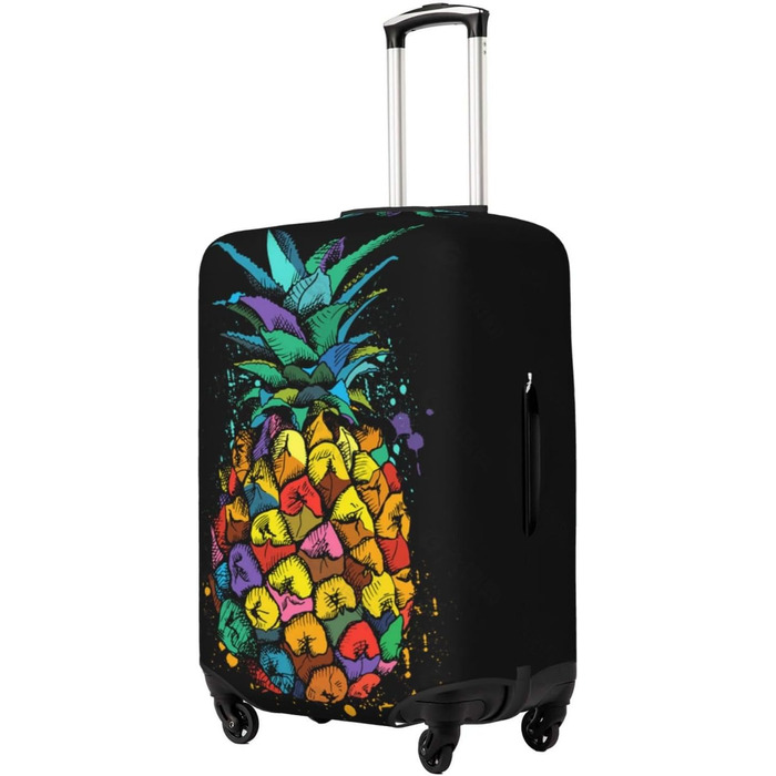 Чохол для валізи Яскравий ананас, міцний захист для багажу, підходить для валіз розміром 45.7-81.3 см, розмір XL, чорний, екстра-великий
