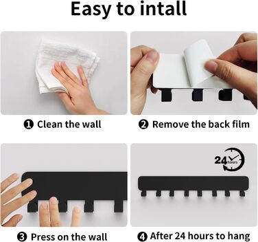 Дошка для ключів pickpiff з 8 гачками, органайзер для ключів настінний чорний, тримач для ключів для декору настінних гачків, трим