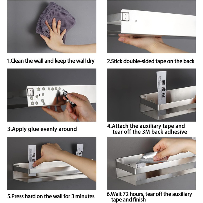 Душова полиця Bestdon без свердління, самоклеюча душова корзина, душова полиця з нержавіючої сталі SUS 304, полиця для ванної кімн