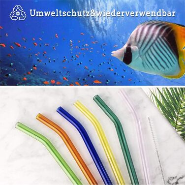 Предметів скляні соломинки кольорові багаторазові - Коктейль із широких скляних соломинок - різнокольорові скляні соломинки - здор