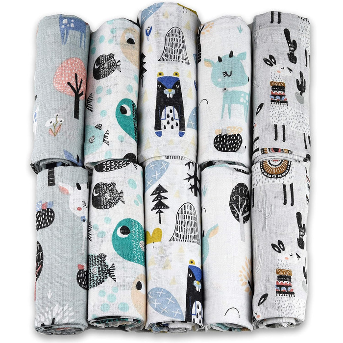 Муслінові серветки - муслінові пелюшки - упаковка 10 70x80 см - тканинні пелюшки, Зроблено в ЄС, перевірено на вміст шкідливих реч