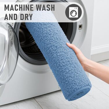 Комплект килимків для ванної кімнати RUN HELIX з мікрофібри, 2 предмети, 50x50 см 50x80 см, 2 см супертовстий, суперпоглинаючий, можна прати, нековзний килимок для ванної, синій, 50x80 см 50x50 см