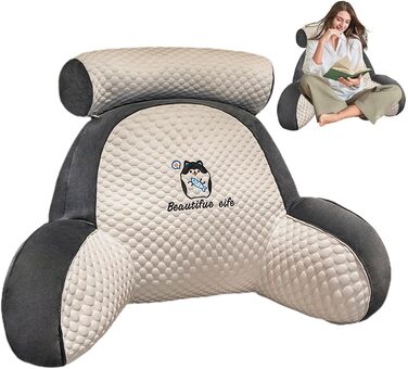 Подушка для читання в ліжко, подушка для читання та відпочинку, зручна подушка з підлокітниками для читання, перегляду телевізора, роботи за ноутбуком, відпочинку 60x40 см A