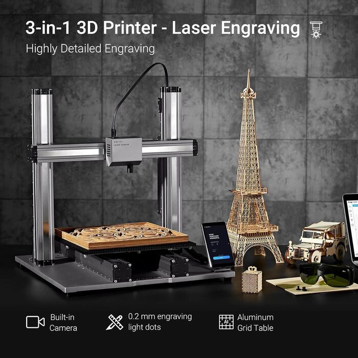 Принтер Snapmaker A350T, 3D-друк, лазерне гравірування та 3D-принтер з ЧПУ 3 в 1, 3D-принтер FDM із автоматичним вирівнюванням із