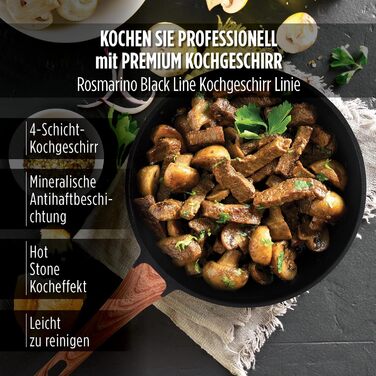 Професійна сковорода ROSMARINO 28 см - Сковорода з покриттям з відмінним розподілом тепла та теплопродуктивністю для індукційних т