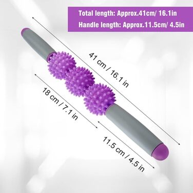 М'язовий ролик, Масажна паличка для м'язового ролика Паличка для йоги Целюліт Колючий м'яч для спини Руки Плече Нога від болю в м'язах (фіолетовий) Рекреаційні види спорту