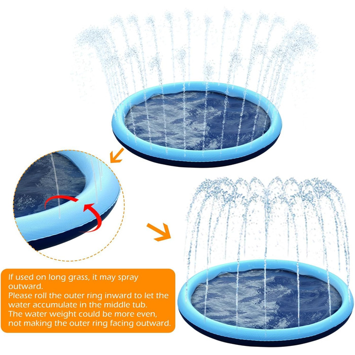 Дитячий спринклер Tosekry з протиковзкою функцією, басейн для собак 200 см, водні іграшки для дітей, дитячі ігри на свіжому повітрі, дитячий спринклер для бризок (синій-200 см)