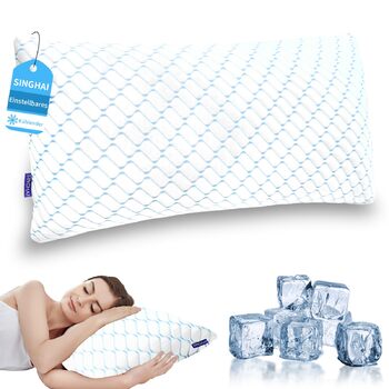 Подушка, подушка з піни з ефектом пам&39яті, охолоджувальна подушка, подушка для плоскої шиї, ортопедична подушка для сну на боці (синя хвиля, 40x60 см) Синя хвиля 40x60 см