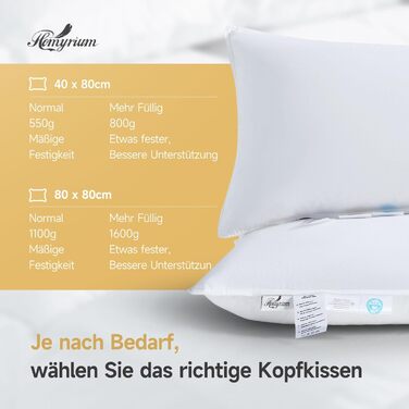 Пухова подушка Homyrium 40x80 см, трикамерна, наповнювач зовнішній 90 пух / 10 пір&39я внутрішній 100 пір&39я, чохол 100 бавовна (800 г, 1 упаковка) 40 x 80 см - 800 г 1 упаковка