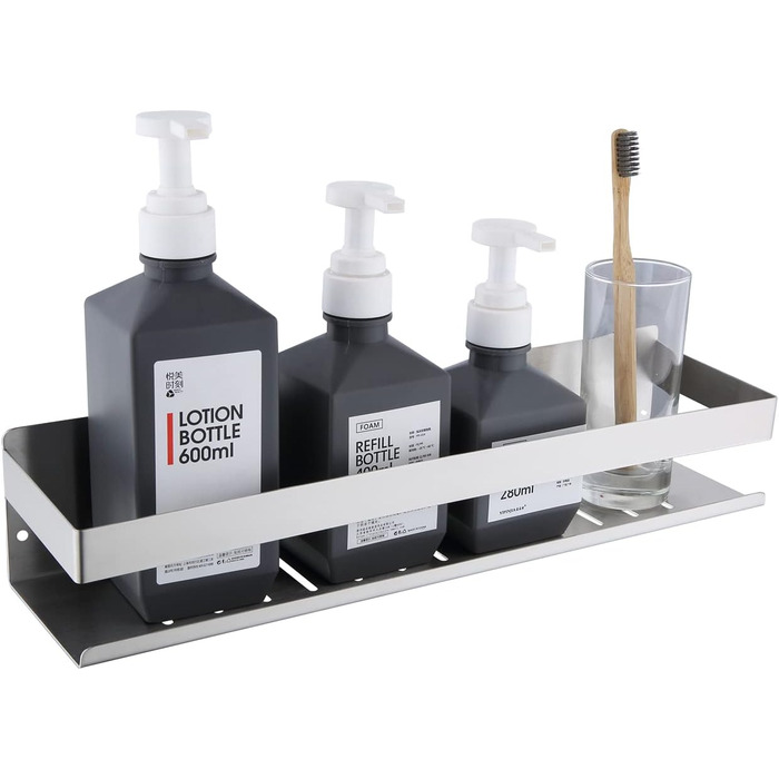 Полиця для душу HomeHeng без свердління Полиця для ванної Полиця для ванної Полиця для душу Настінна полиця Кошик для душу з нержавіючої сталі Полиця для ванної кімнати Полиця для душу Настінна полиця з матового нікелю, H91107-40BN