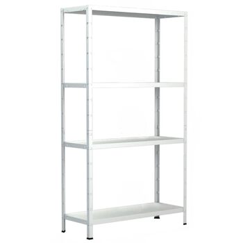 Стелаж SCHULTE з 4 полицями PowerMAX, вантажопідйомність 60 кг, 180x60x40 см (ВxШxГ), білий, полиця для зберігання, полиця для майстерні, полиця для підвалу, полиця для гаража, металева полиця, білий 180x60x40 см