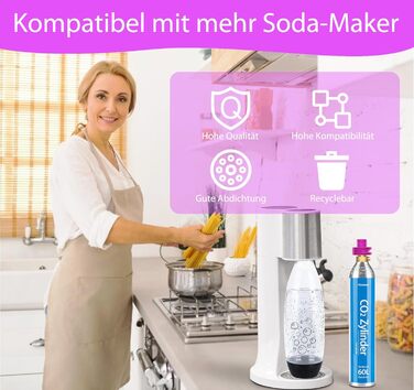 Адаптер Homewit CO2 Quick Adapter, сумісний з виробником блискучої води Duo/Terra/Art/E-Duo/Crystal 3.0/Gaia, швидкий адаптер для балонів CO2 об'ємом 60 л з трапецієподібною різьбою TR21-4, адаптер з 1 прокладкою