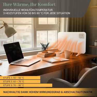Інфрачервоний обігрівач Heidenfeld HF-TH120 Настільний обігрівач потужністю 120 Вт Радіатор - Інфрачервоний обігрівач - Електричний обігрівач - Нагрівальна панель - Інфрачервоний радіатор - Нагрівальна панель - 3-в-1 Монтаж, білий