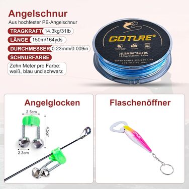 Набір для риболовлі Goture з 2 телескопічними вудками, 1,8 м/2,1 м/2,4 м/2,7 м Повний набір вудок 2 котушки для спінінгу 5,21, набір рибальських інструментів, коробка для приманок та сумка для перенесення для солоної/прісної води, подорожей подарунок для 