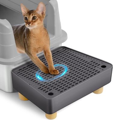 Пандус для котячого туалету, котячі сходинки та сходинки з дерев&39яними ніжками, функція фільтрації, легко очищувані сходинки для старших котів та кошенят, автоматичний котячий туалет (темно-сірий), 1 сходинка темно-сірий