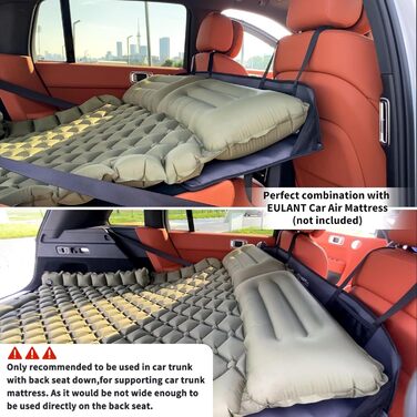 Міст для заднього сидіння автомобіля EULANT, підтримує надувний матрац для кемпінгу в автомобілі та подовжує заднє сидіння, щоб надати собакам більше місця, для більшості автомобілів, позашляховиків, мінівенів, сірий