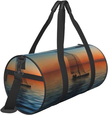 Спортивна сумка для подорожей, пляжу та яхтингу, з принтом Захід сонця, чорна, універсальний розмір